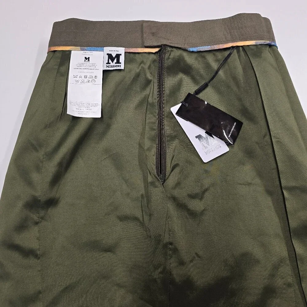 M MISSONI Green Knee Length Pencil Skirt with Animal Embossing